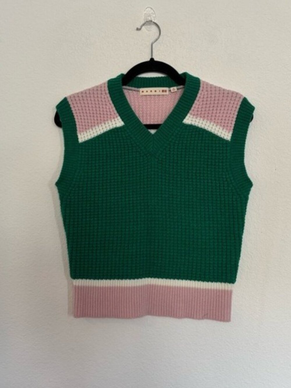 Marni Uniqlo V Neck Sweater Vest Green Pink